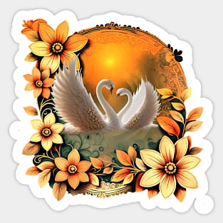 Beautiful swans in love. Sticker